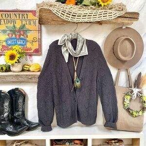 Farmhouse Crochet exaggerated sleeves knit boho sweater w prairie granny vibe